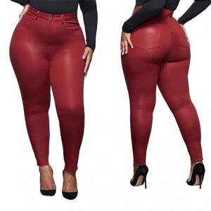 New Good American Good Waist Crop Wax Skinny Jean Ruby plus size 24 coated